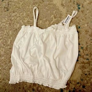 Old Navy Top with frilly edges, cut, plain white, XL (14-16)